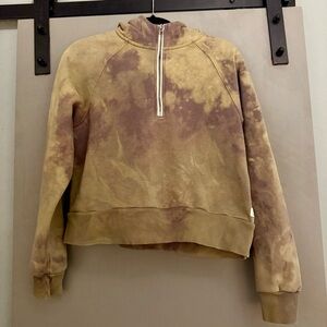 Vuori Cropped Green Tie-Dye Half-Zip Women's Sweater